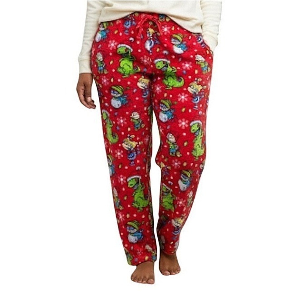 Nickelodeon Rugrats Christmas Fleece Pajama Pants Red Reptar Plus 3X 22W 24W